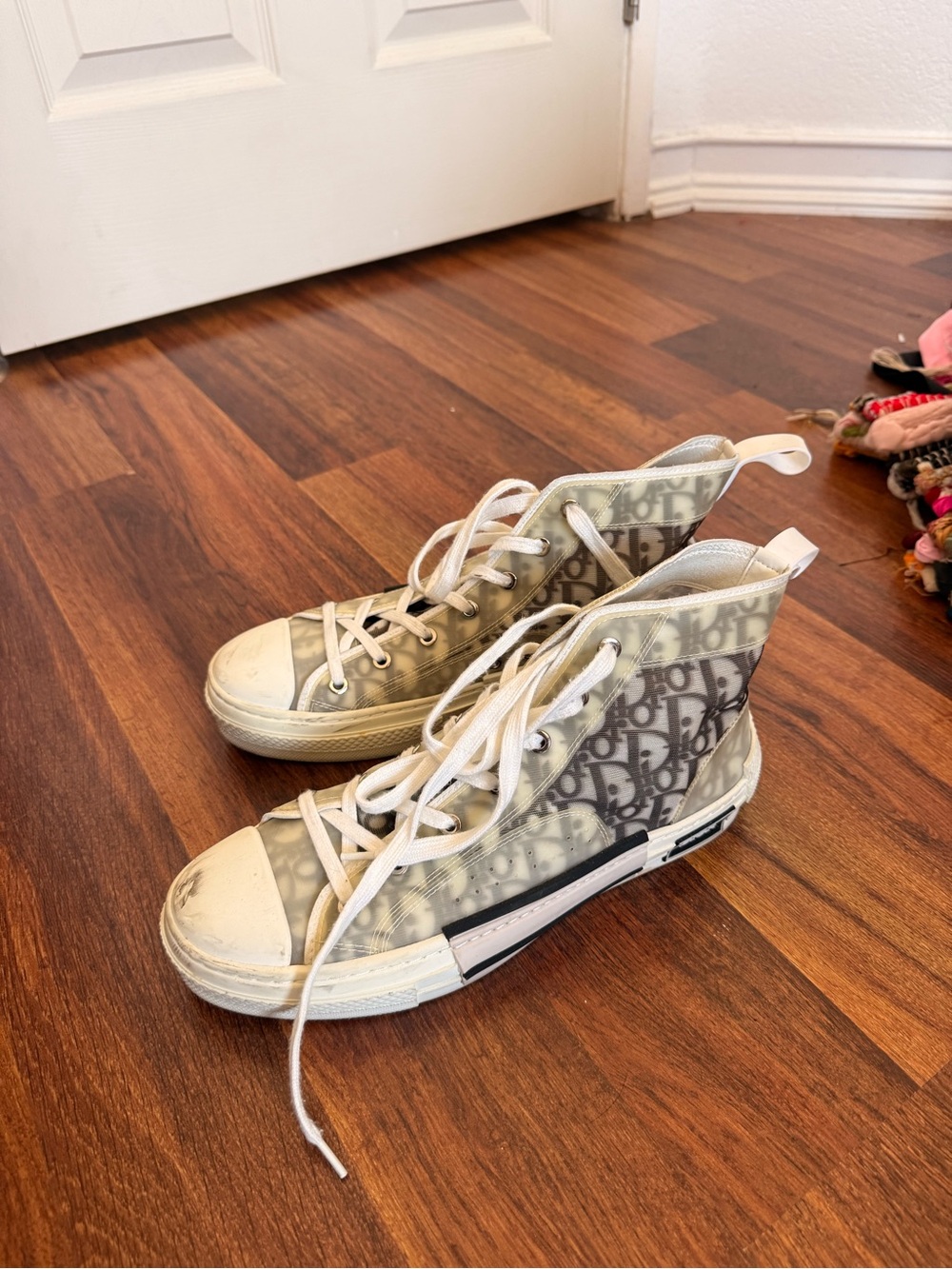 “Dior” Women’s White and Gray High-Top Sneakers